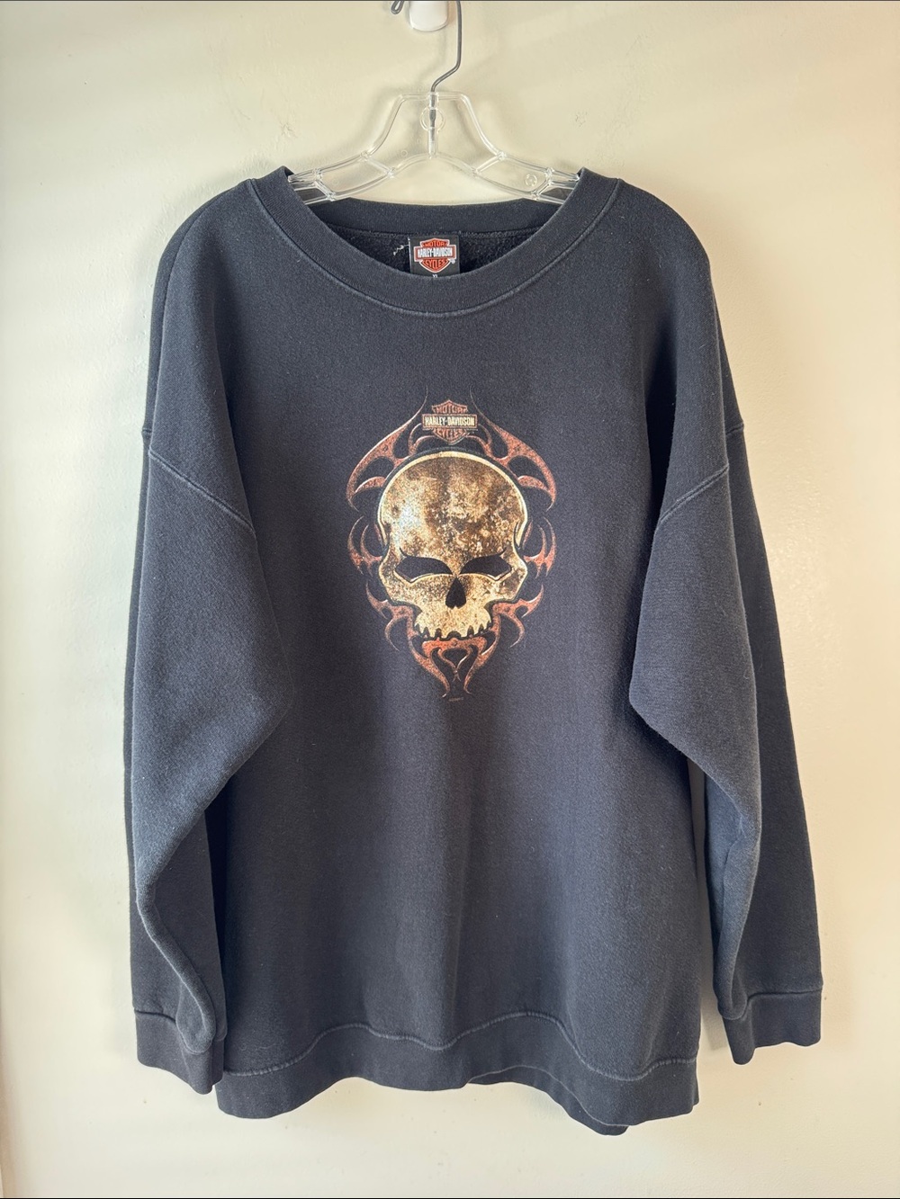 Harley-Davidson Black Crewneck Sweatshirt with Flame Logo XL